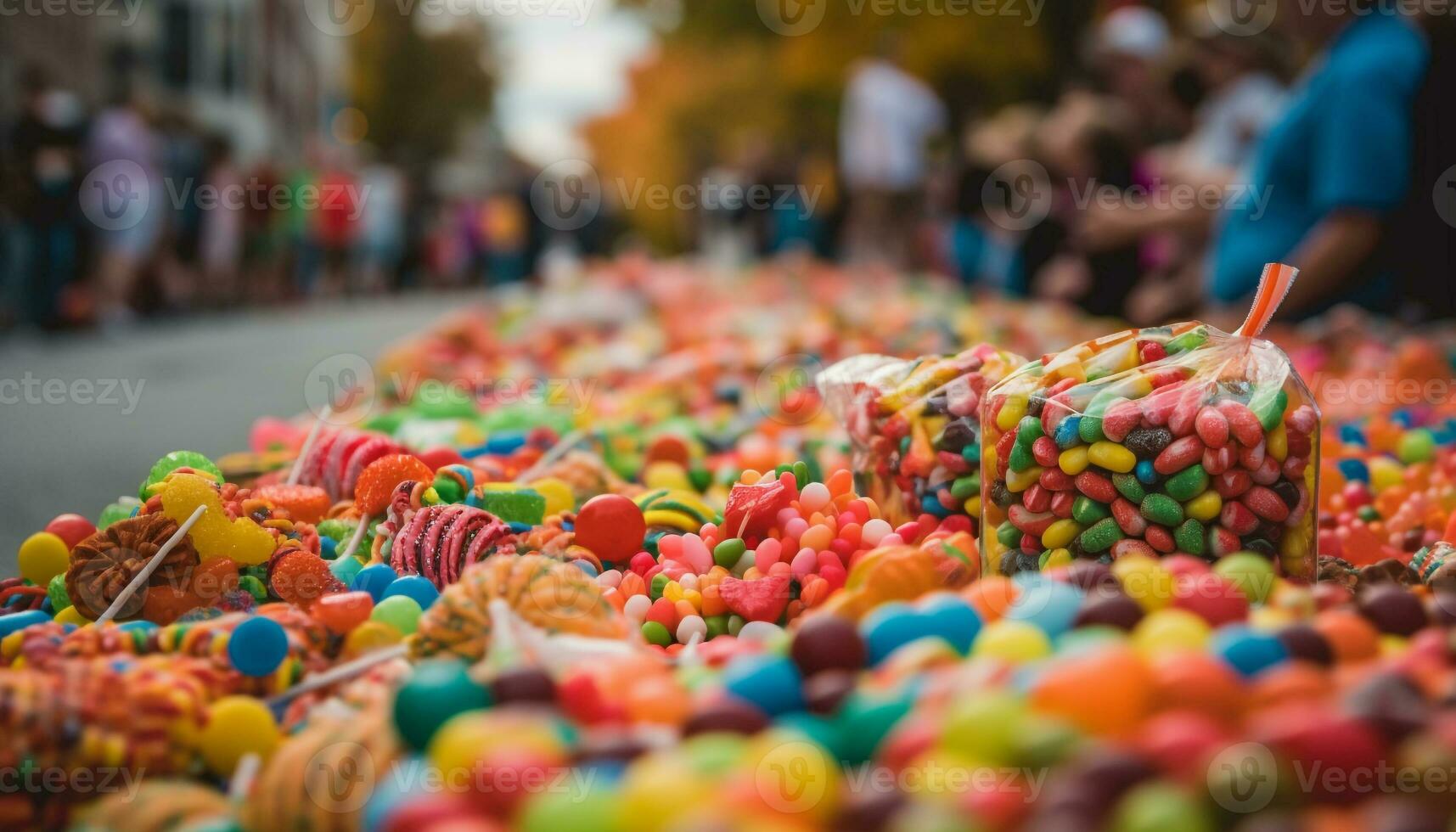 AI generated Multi colored chocolate gift on table with candle generated by AI photo