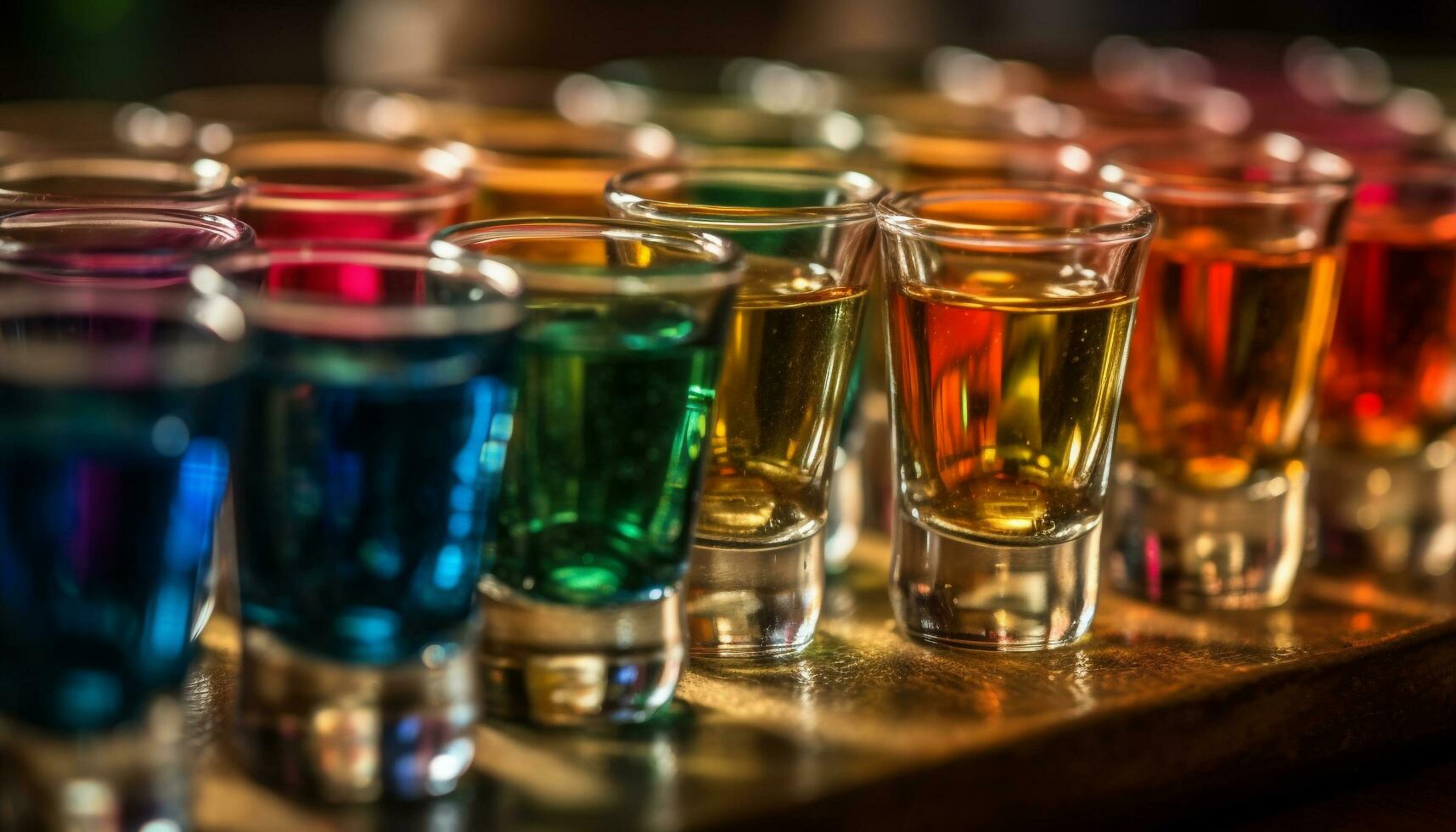 AI generated Cocktail glass filled with colorful fruity tequila, refreshing summer drink generated by AI photo