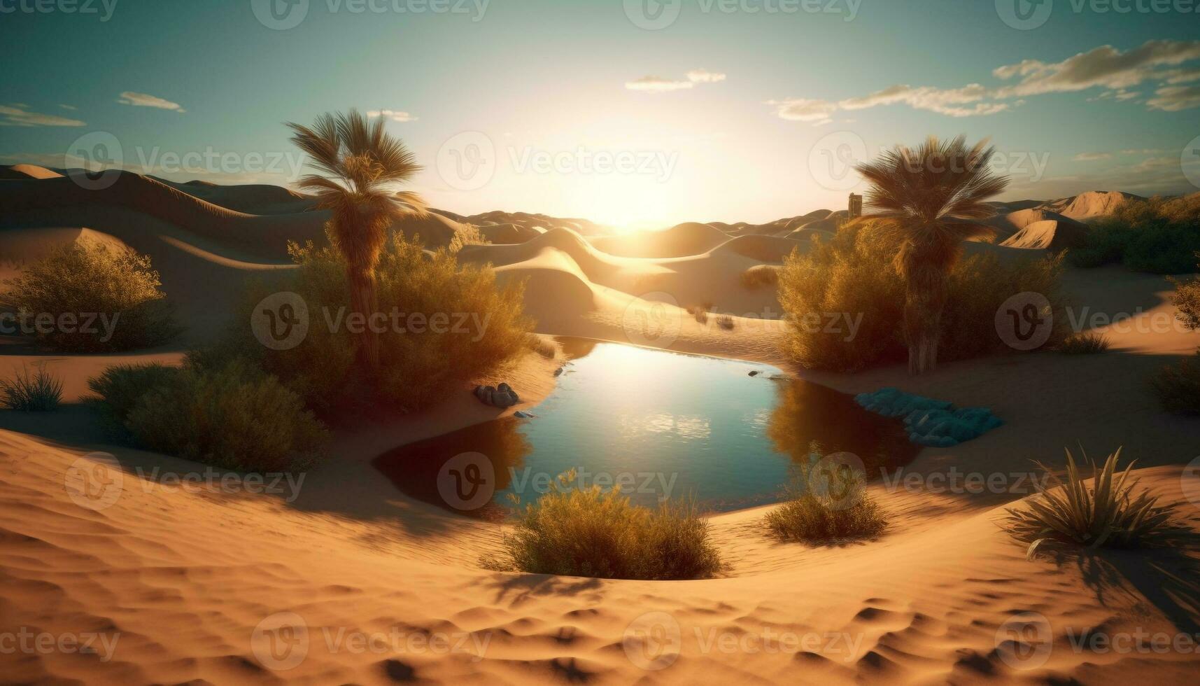 AI generated Sunset over the tranquil coastline, a picturesque tropical summer landscape generated by AI photo