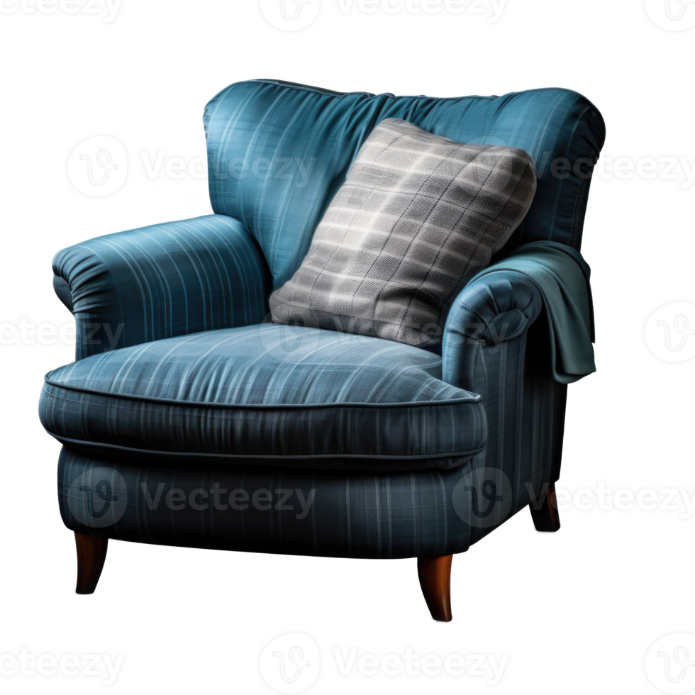 AI generated Stylish comfortable armchair with pillow isolated on