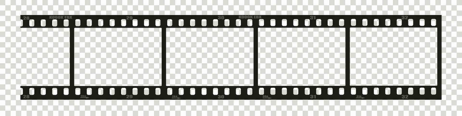 Movie filmstrip overlay, cinema or photograph camera long film strip with transparent screen. Photo frame tape. Vector illustration