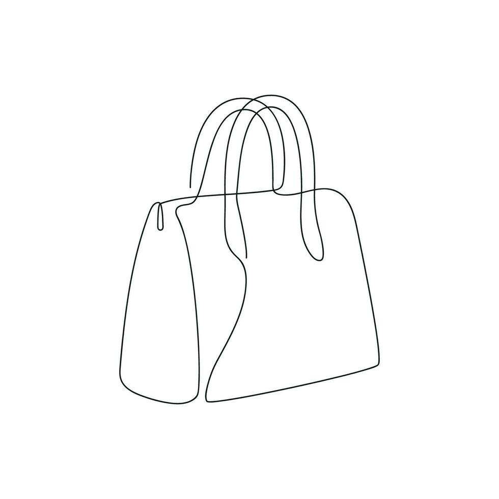 Woman's bag drawn in one continuous line. One line drawing, minimalism. Vector illustration.
