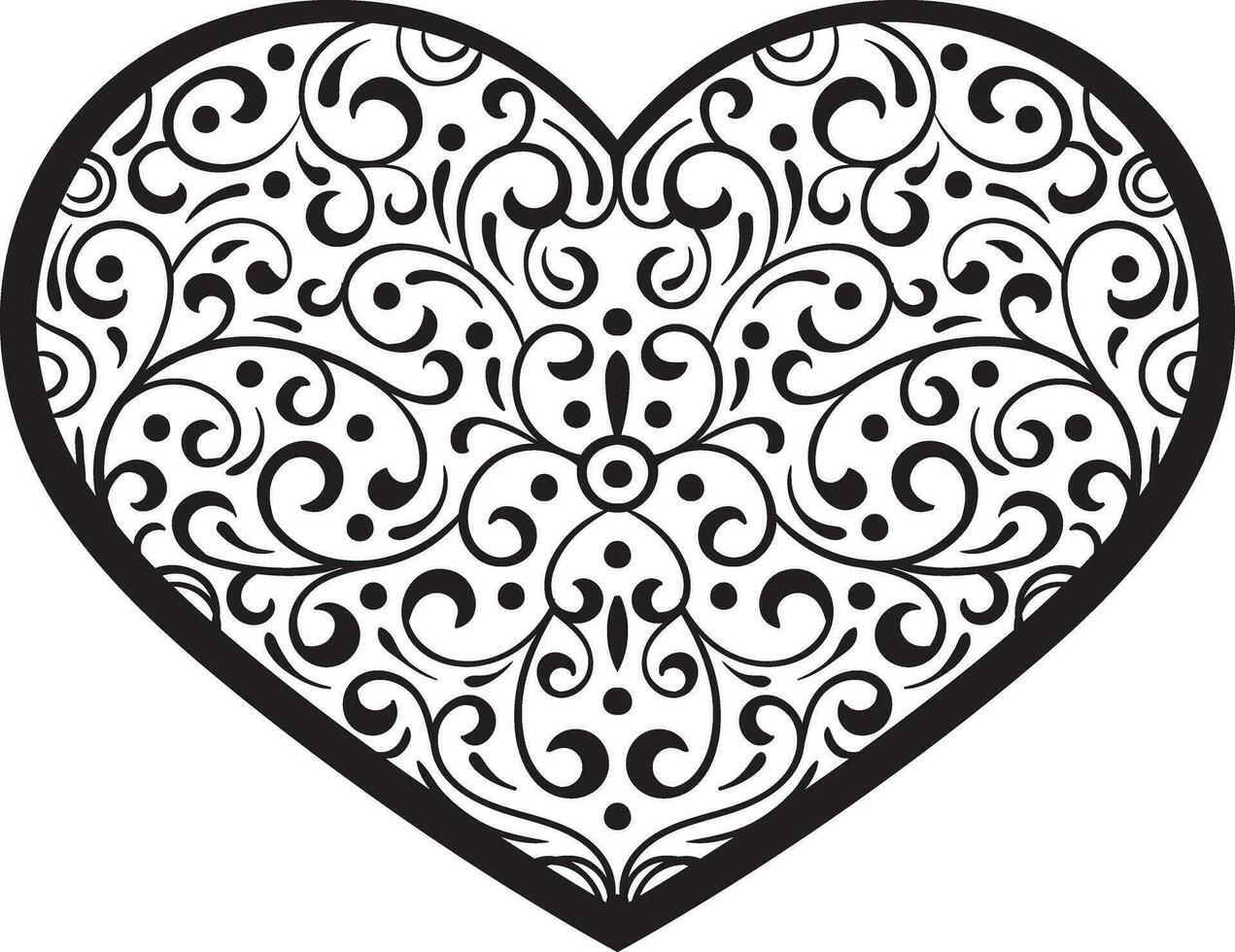 Batik Pattern in Love Shape vector