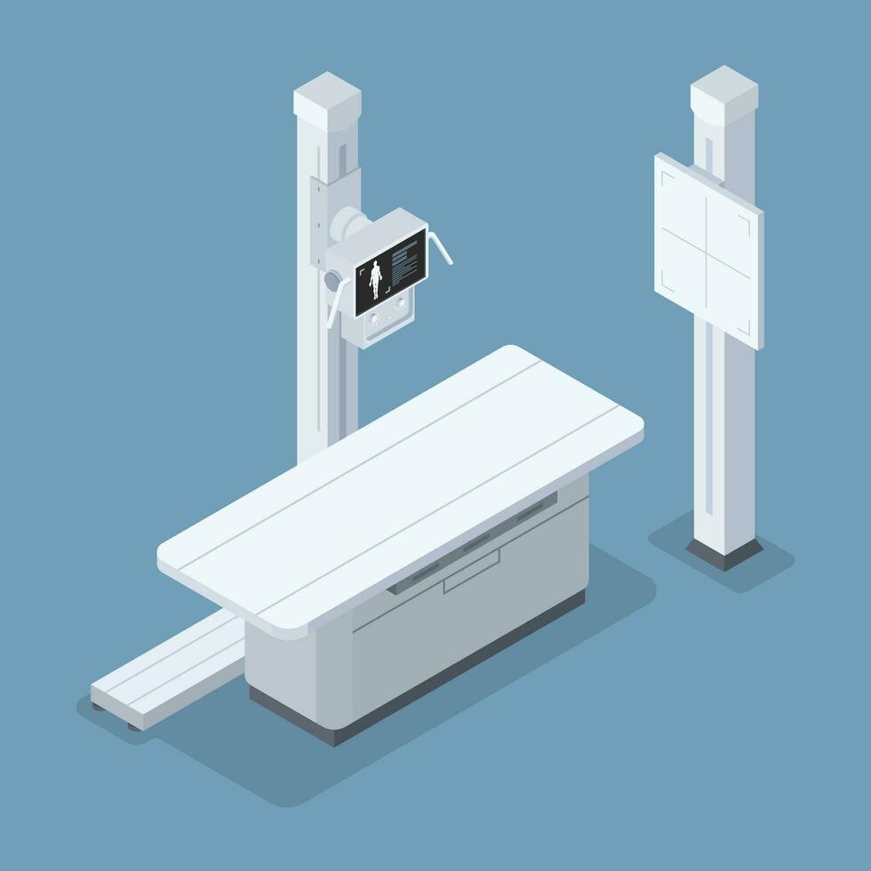 X-ray machine in hospital for diagnostic. Isometric isolated object. Vector. 3d vector