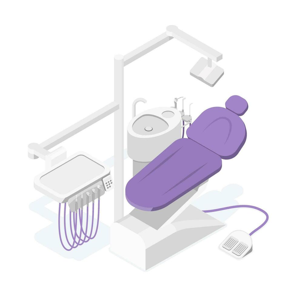 Dental unit in isometric design. Vector illustration. Isolated objected.