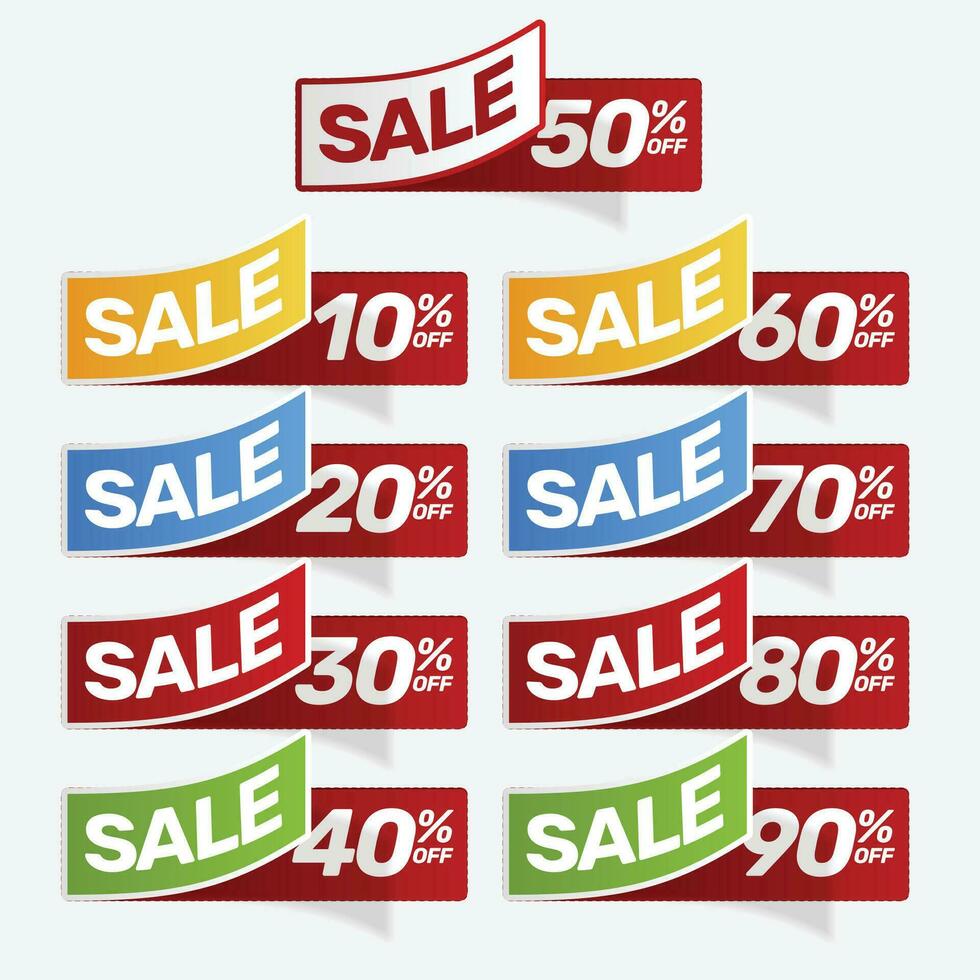 Set of discount offer price coupon, sale promo marketing vector