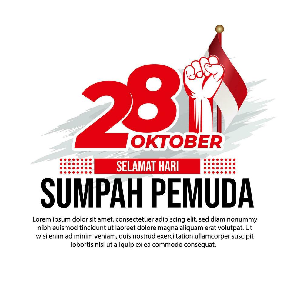 28 oktober hari sumpah pemuda saludo texto vector