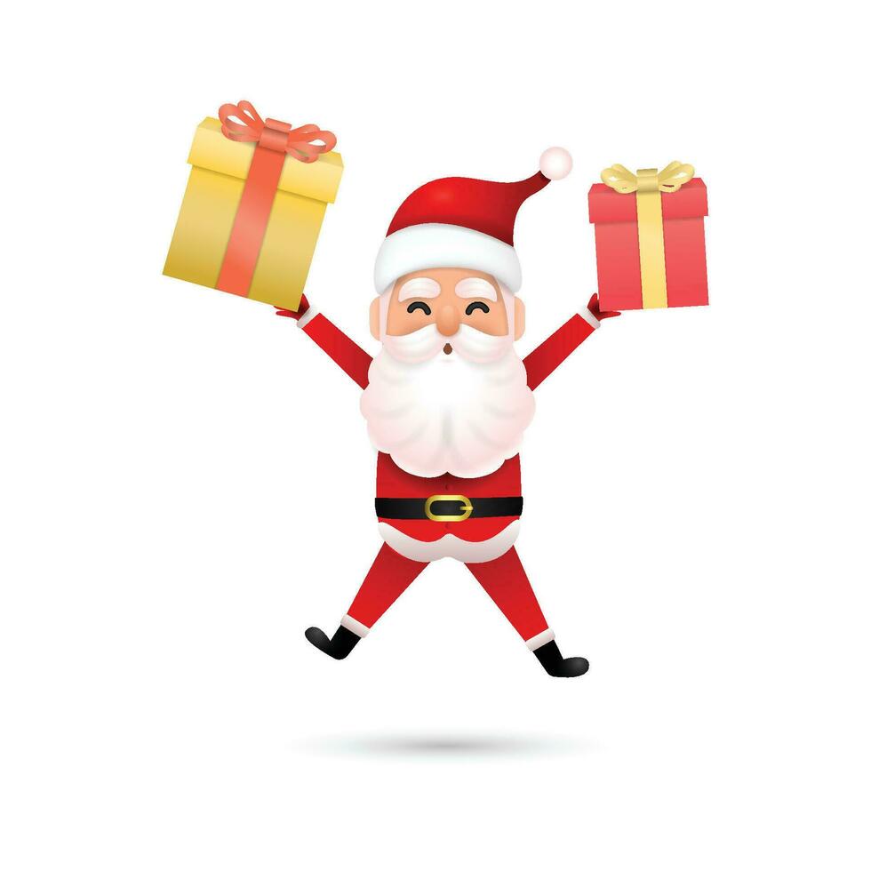 Funny happy Santa Claus character on background. Merry Christmas and Happy New Year vector