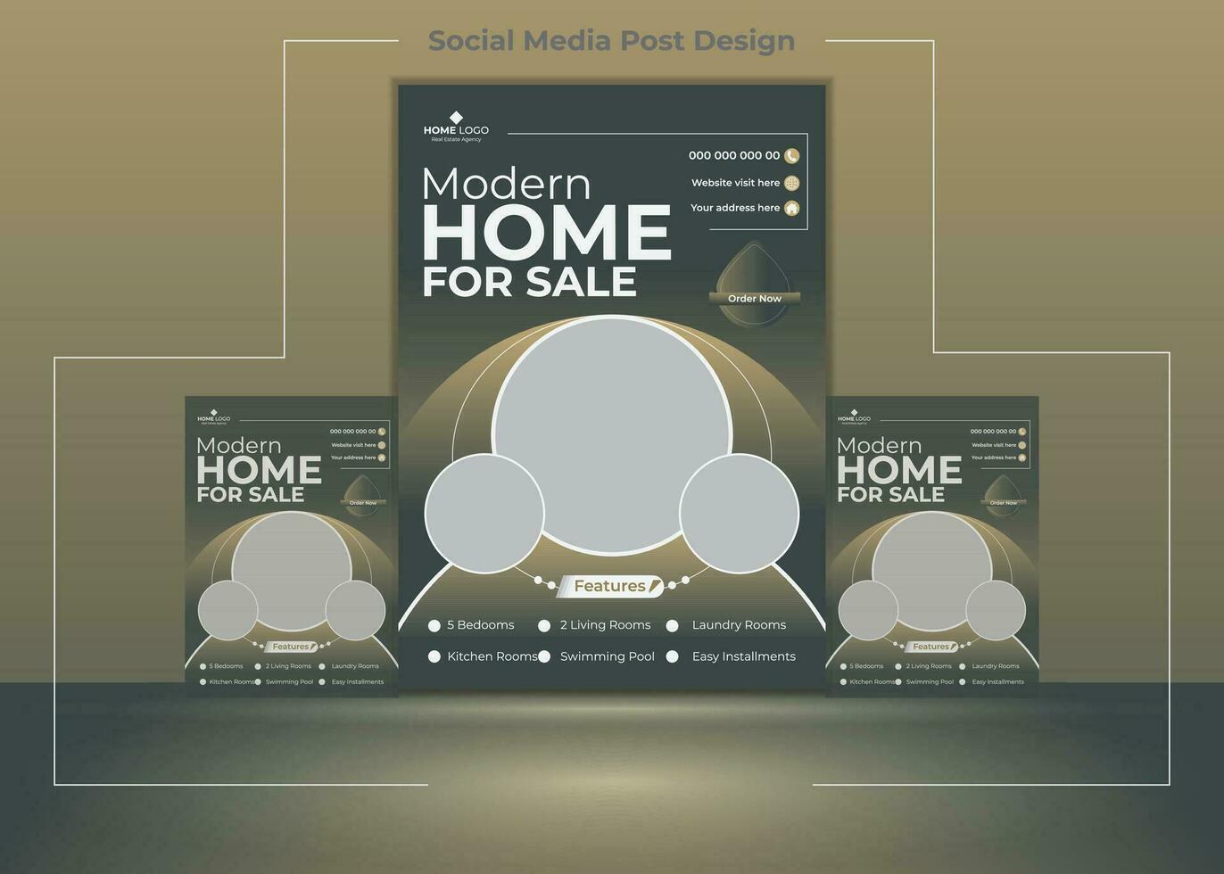 Modern home for sale flyer design vector