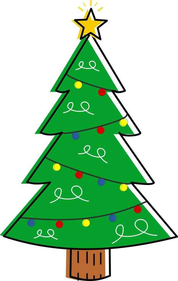 Christmas trees. Colorful vector illustration in flat cartoon style