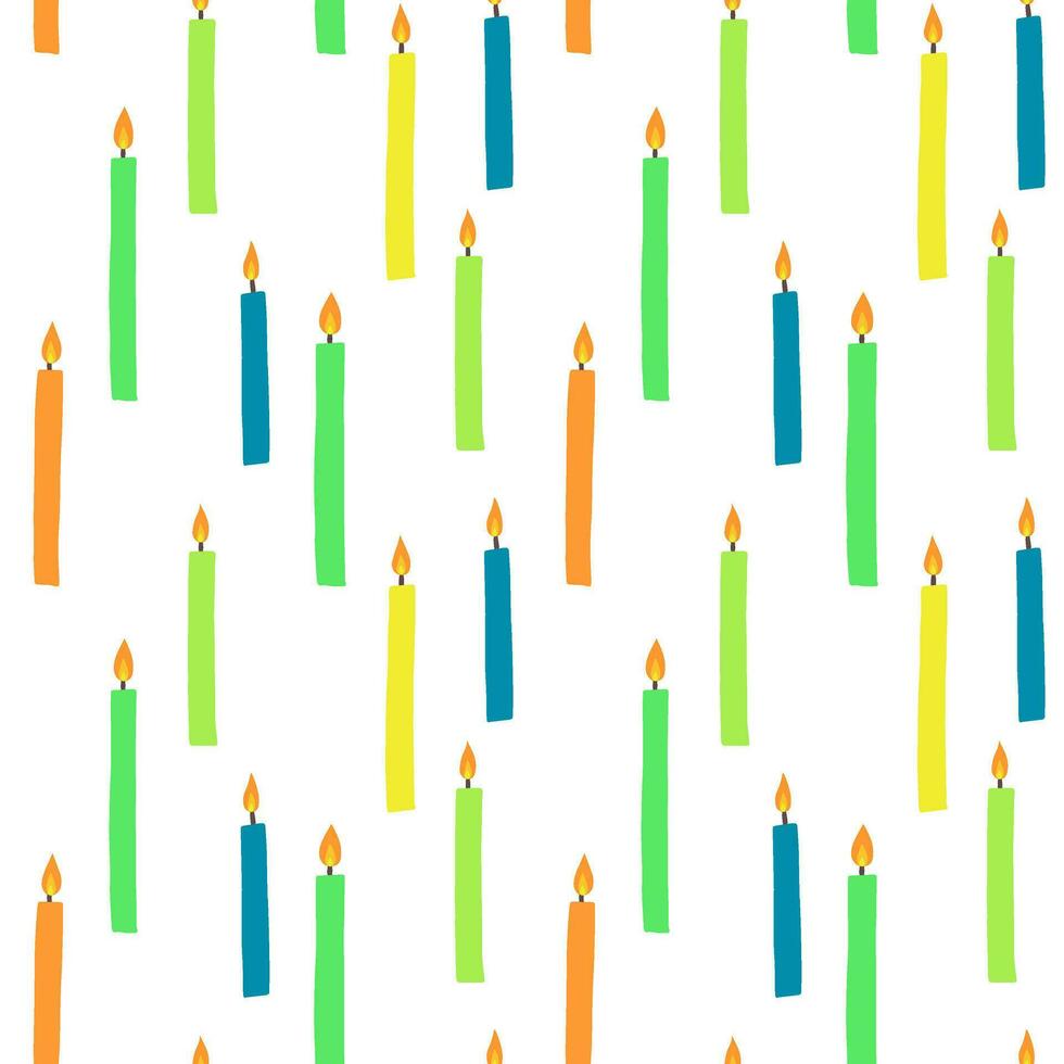 Colorful birthday candles vector seamless pattern, textile, fabric, wrapping paper, print, background, wallpaper, packaging design, Christmas candle