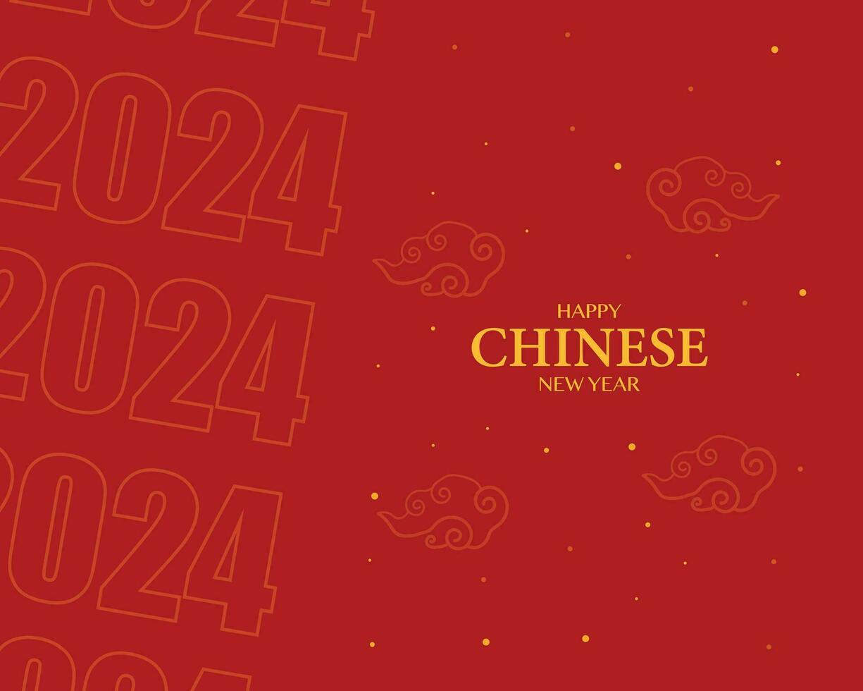 Chinese New Year With Red Background Year Of Dragon Design With 2024 Number vector