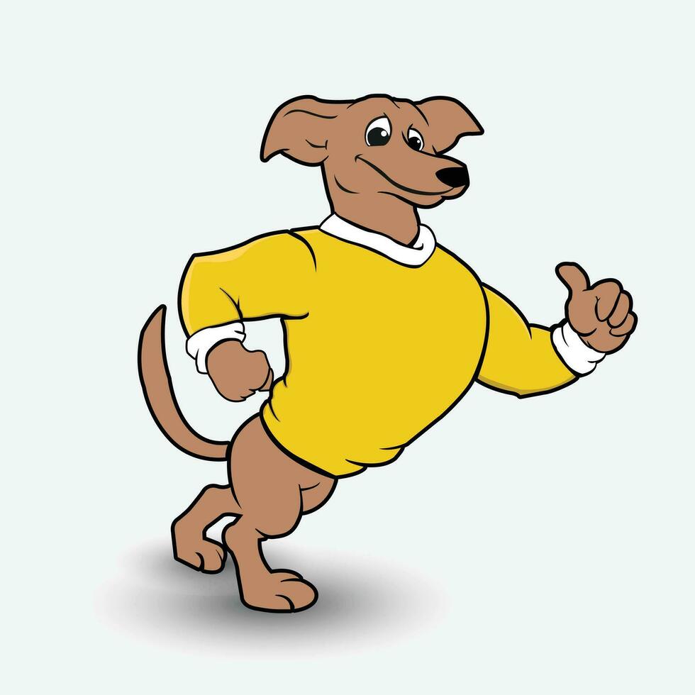 Illustration of a dog in a yellow sweater showing thumbs up. vector