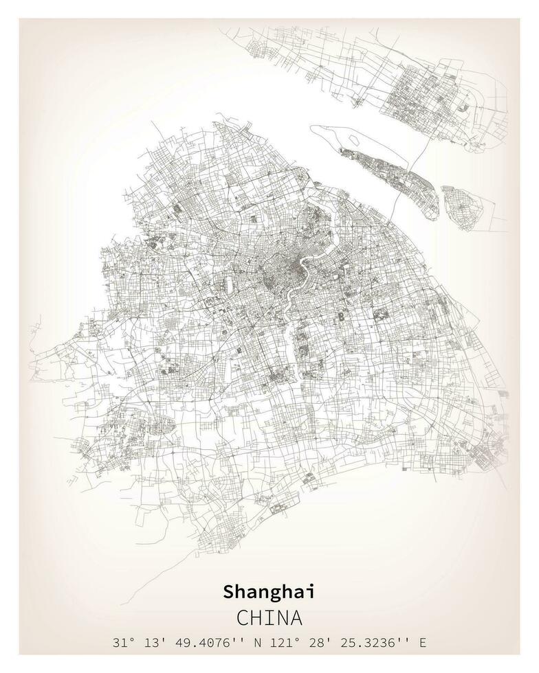 Shanghai city urban street roads map vector