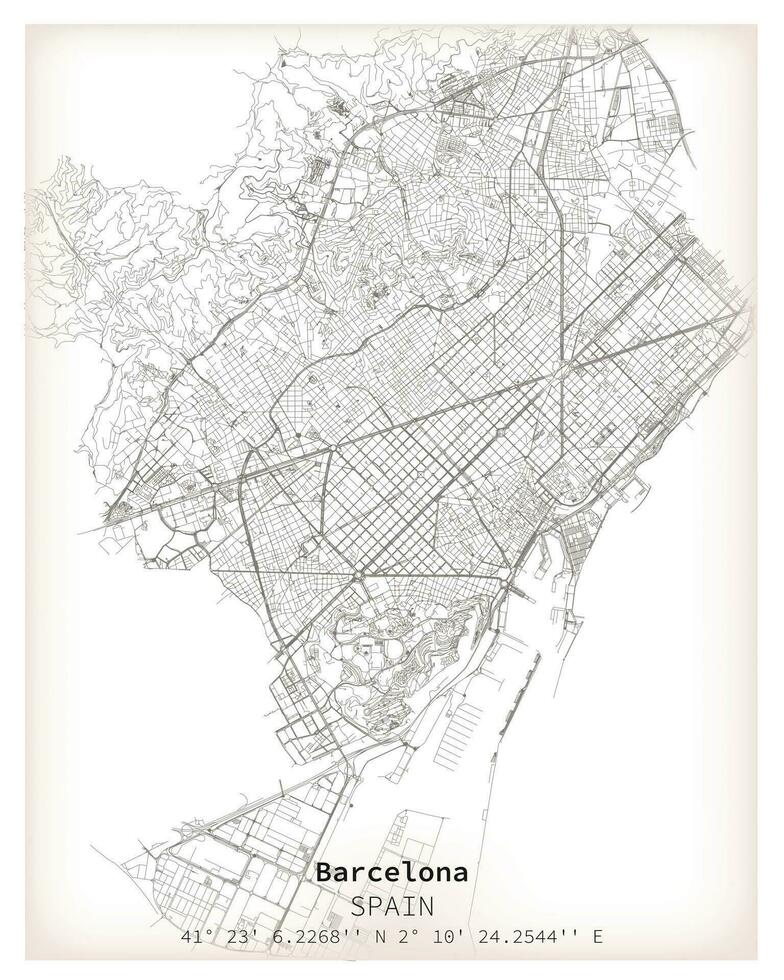 Barcelona city urban street roads map vector