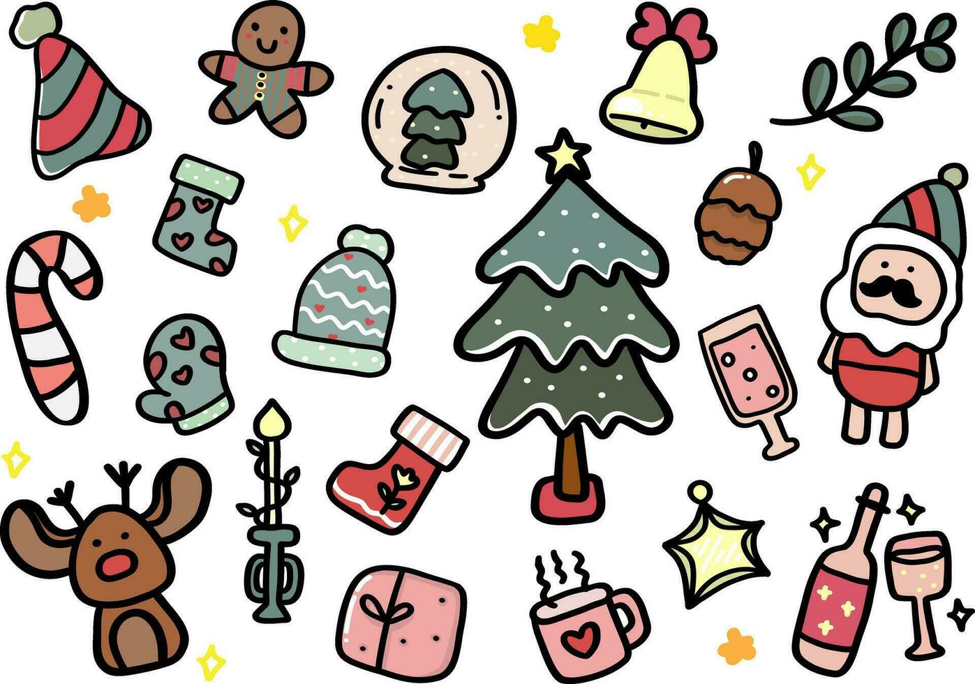 Christmas cute hand drawn design element in doodle style vector