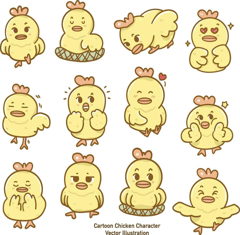 Cartoon Chicken Character, Vector Illustration