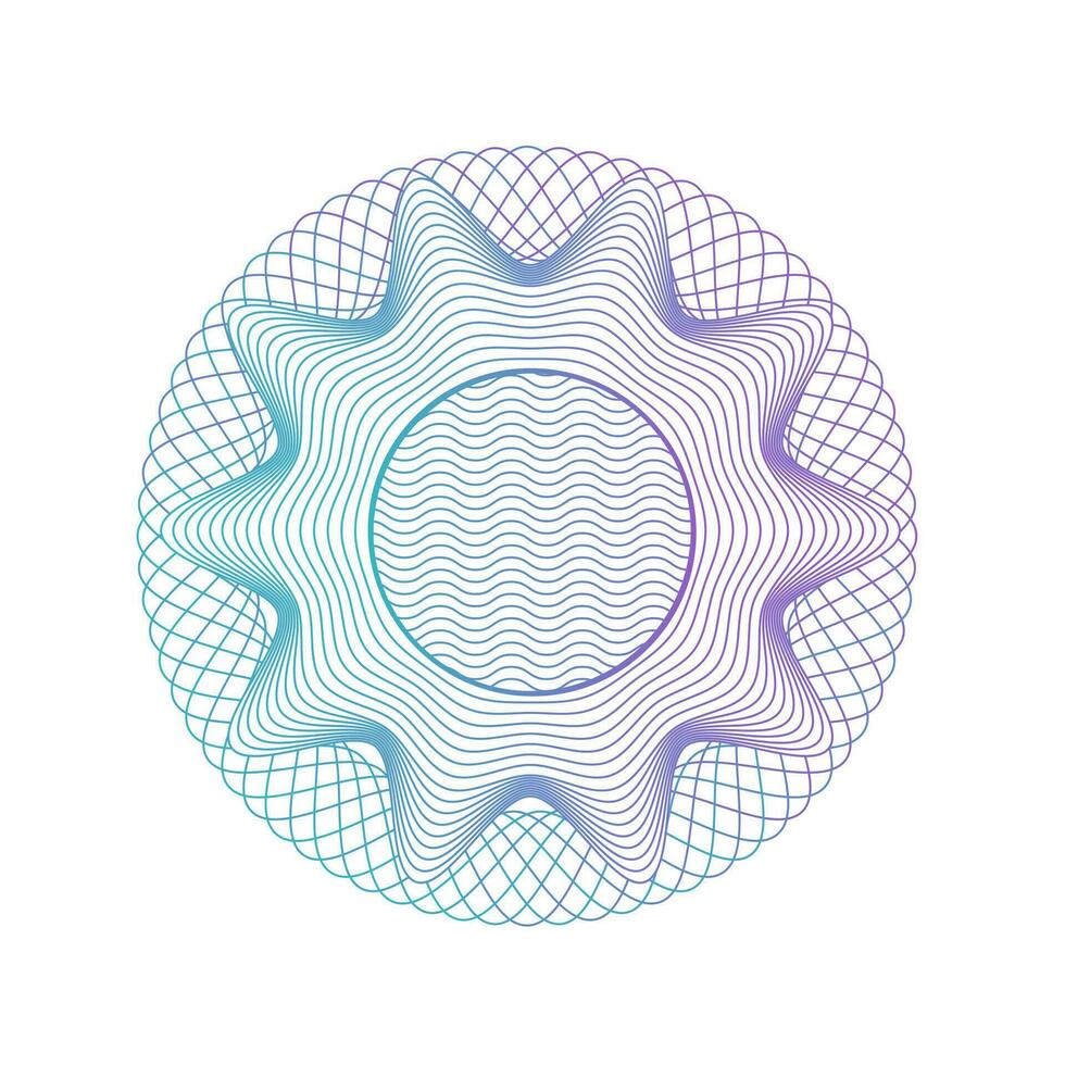 Guilloche round Pattern Rosette for Banknotes, Certificate, Play Money or Other Security Papers. Linear Vector Illustration