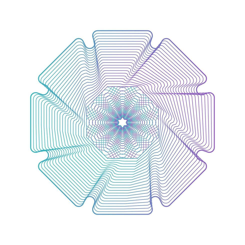 Geometric Guilloche rosette element. Digital watermark for Security Papers. It can be used as a protective layer for certificate, voucher, banknote, currency, note, check, ticket, Linear vector. vector