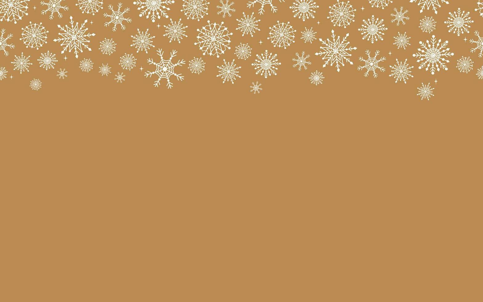 White snowflakes seamless border on craft background banner. Vector illustration design for winter holidays decoration.