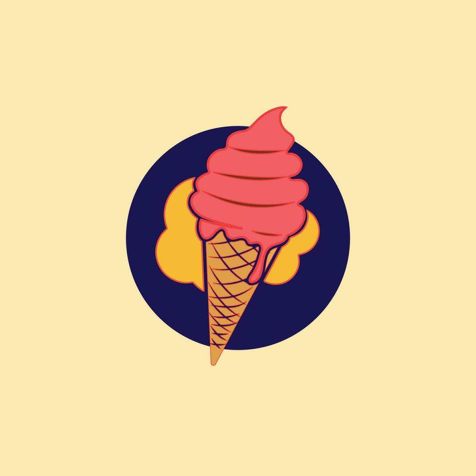 Cone Ice cream flat design illustration vector