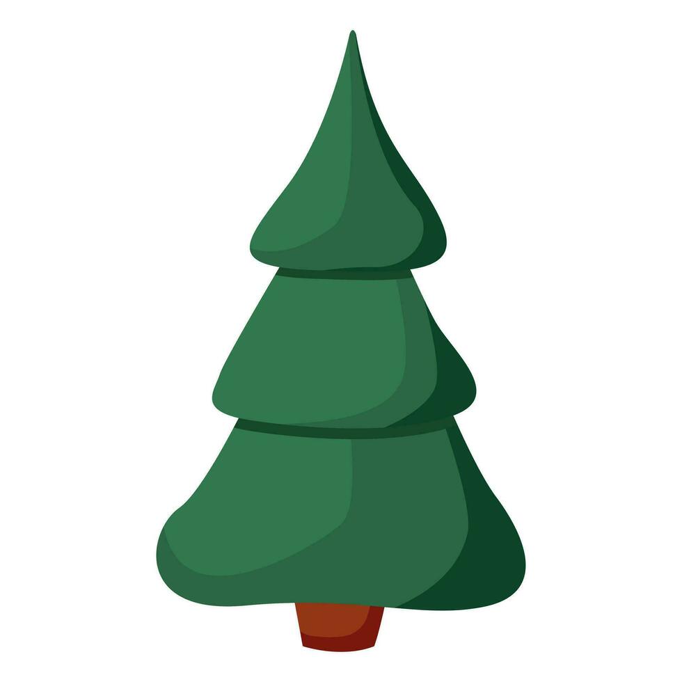 Winter colorful cartoon Christmas tree vector set. Vector illustration