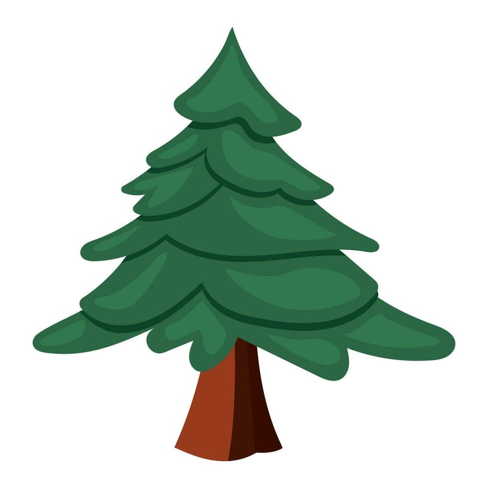 Winter colorful cartoon Christmas tree vector set. Vector illustration