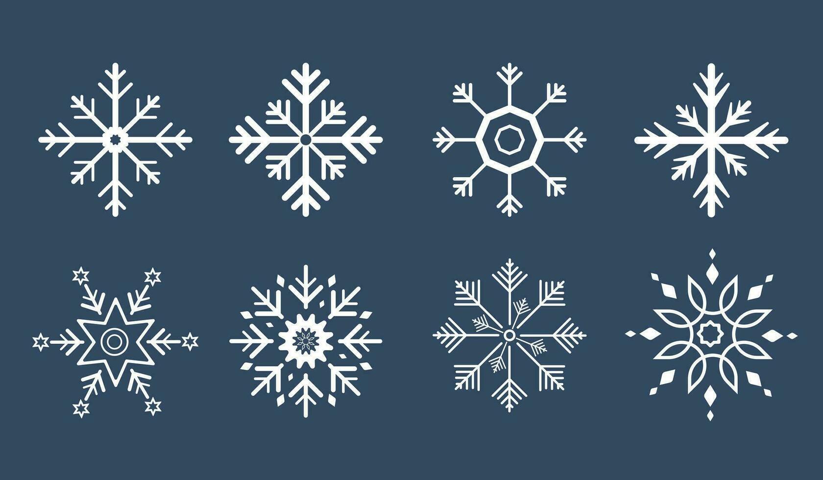 Group of four Vector snowflakes, white snow flakes on isolated background, soft snow for sping and winter concept templates