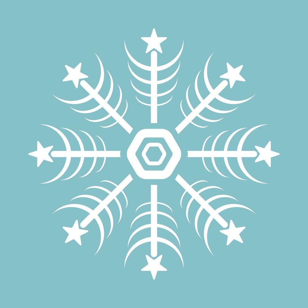Symbol of snowflake isolated on light blue background, Snowflake symbol, icon, logo for design Christmas vector, illustration element vector