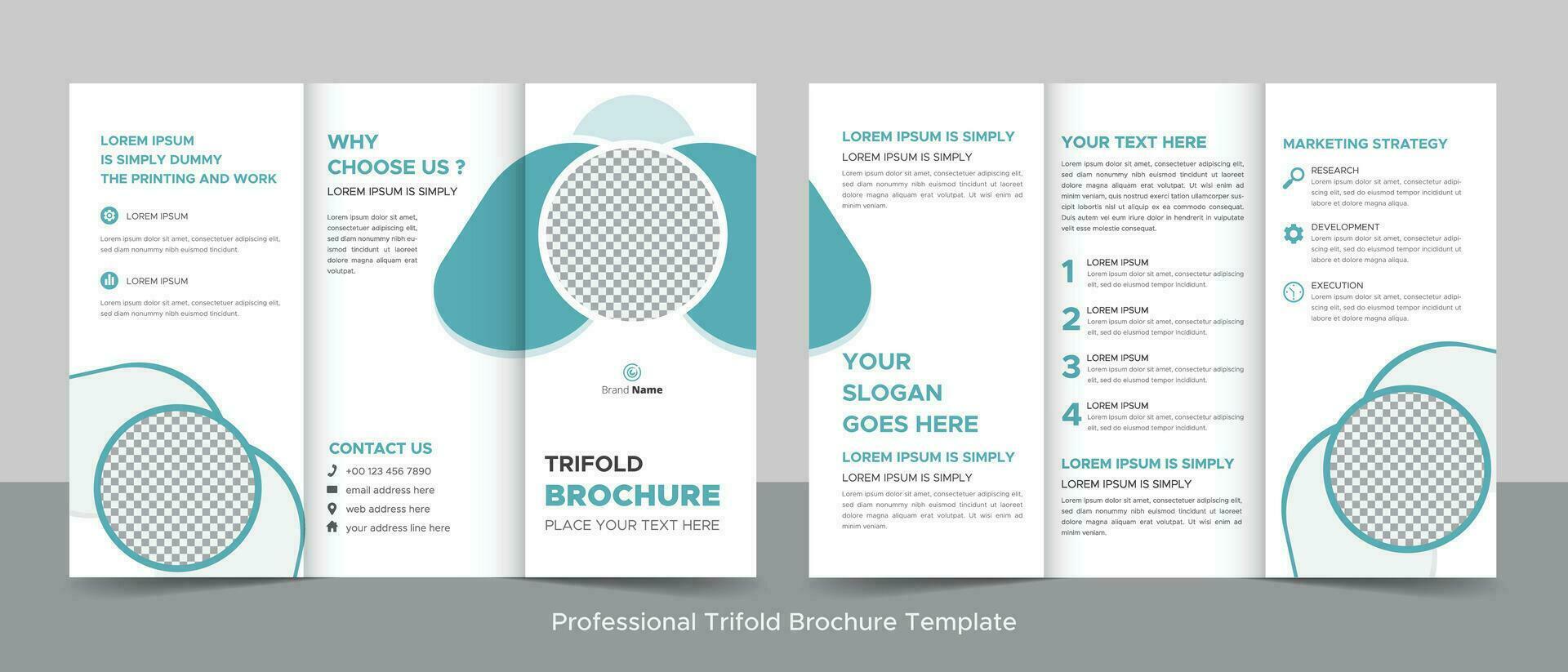 Creative corporate modern business trifold brochure template, trifold layout, letter, a4 size brochure. vector