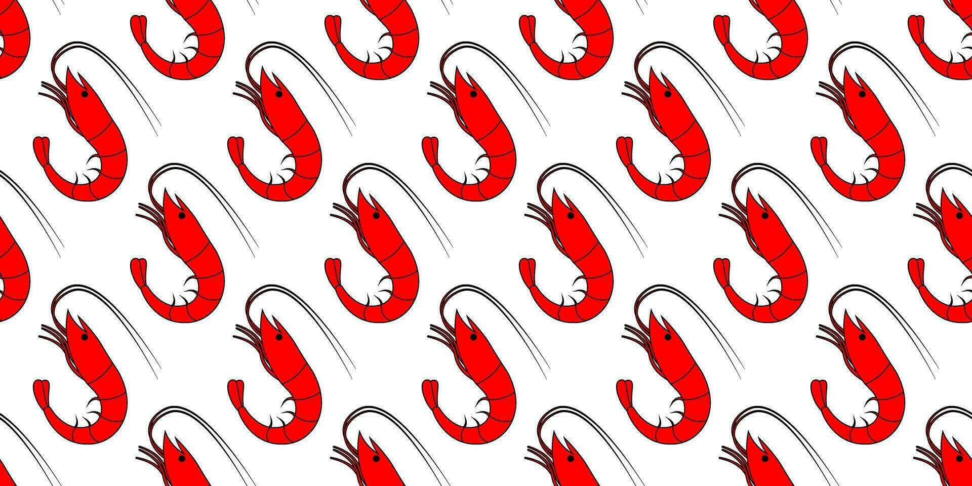 red shrimp seamless pattern vector