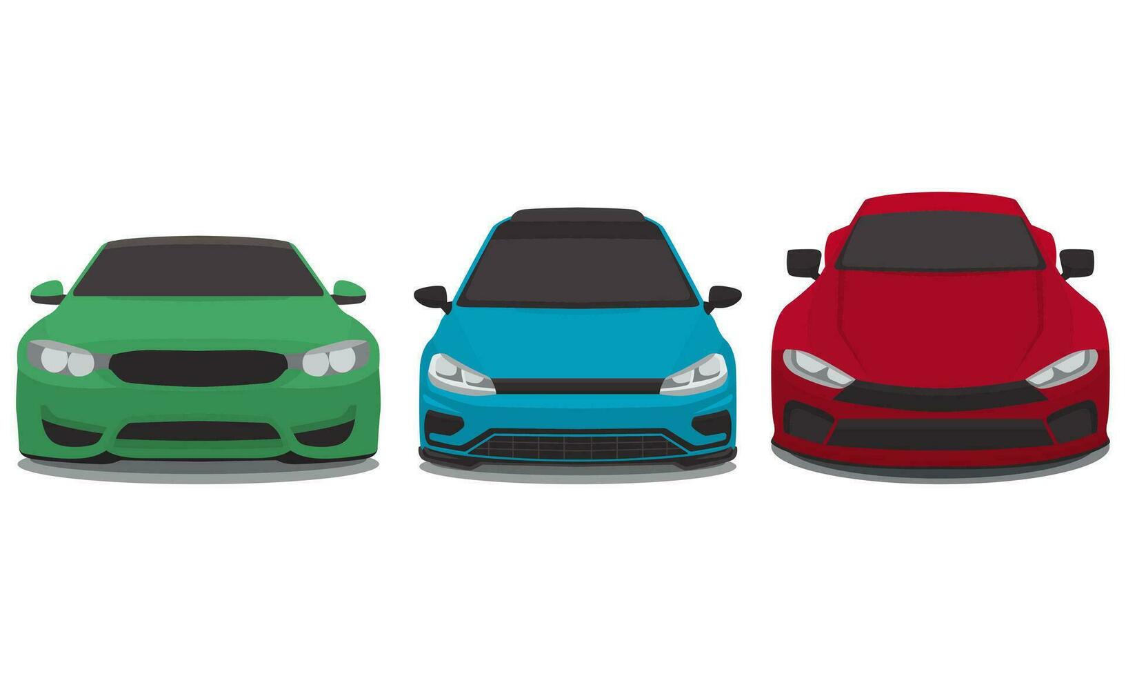 Collection of flat design sports cars front view vector