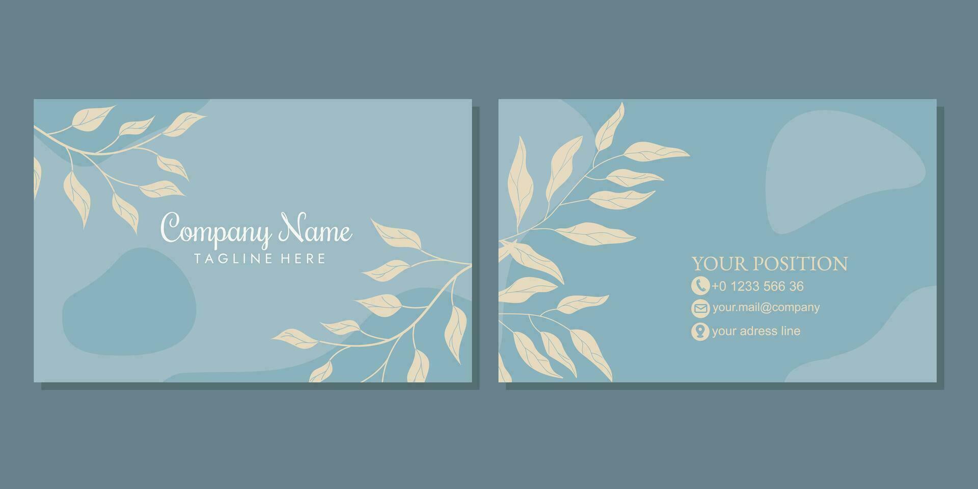 business card template with hand drawn floral pattern. landscape orientation for invite design, prestigious gift card, voucher or luxury name card vector