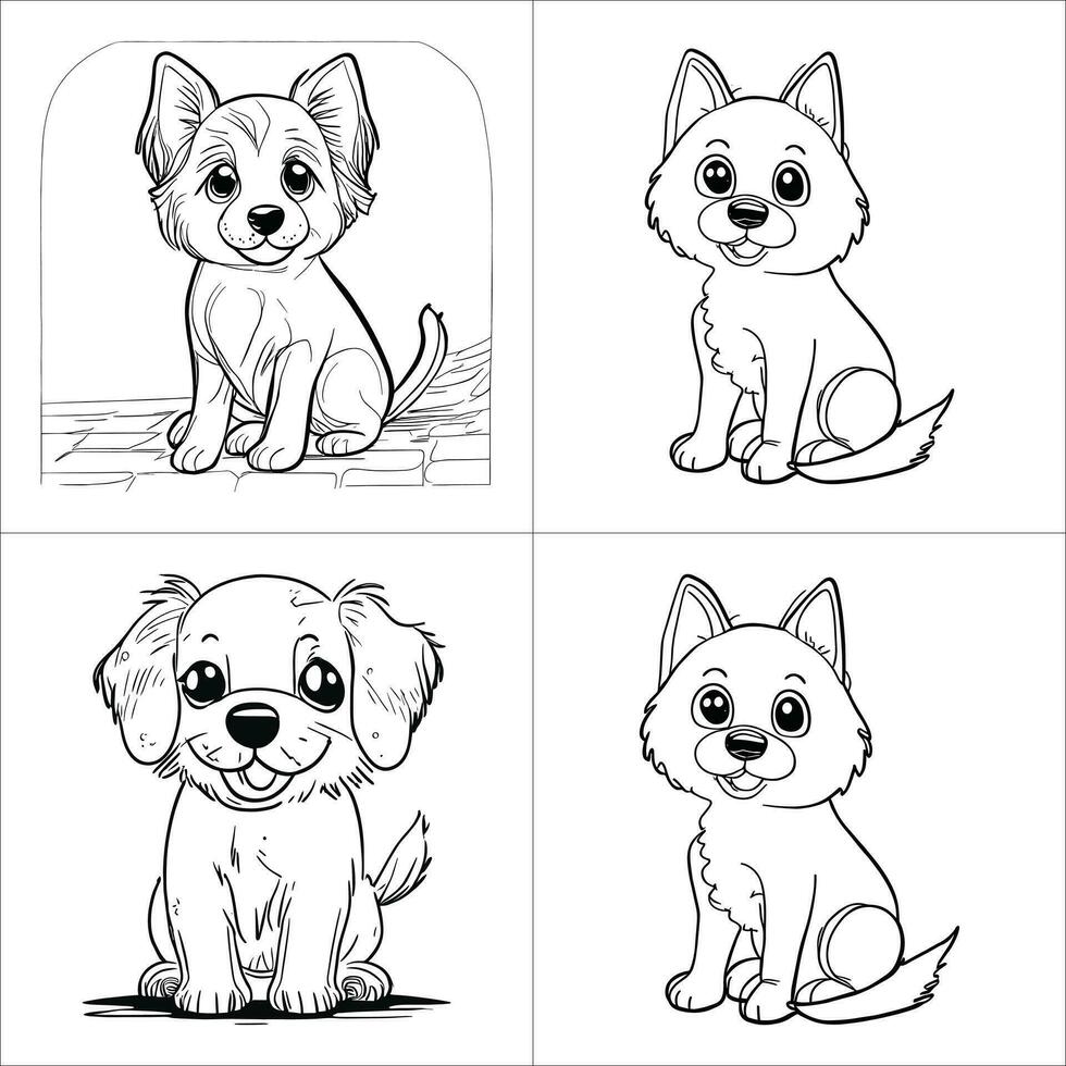 cute dog coloring page for kids.cute puppy dog vector design
