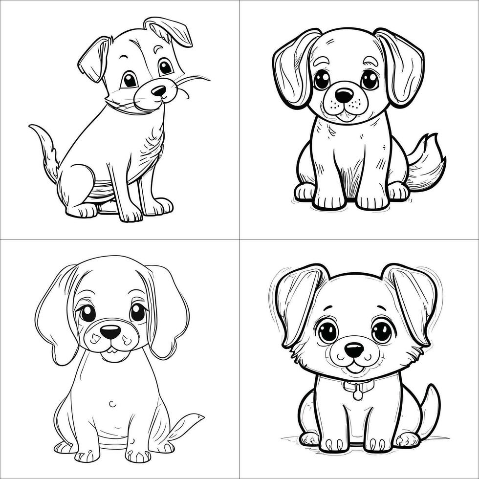 cute dog coloring page for kids.cute puppy dog vector design