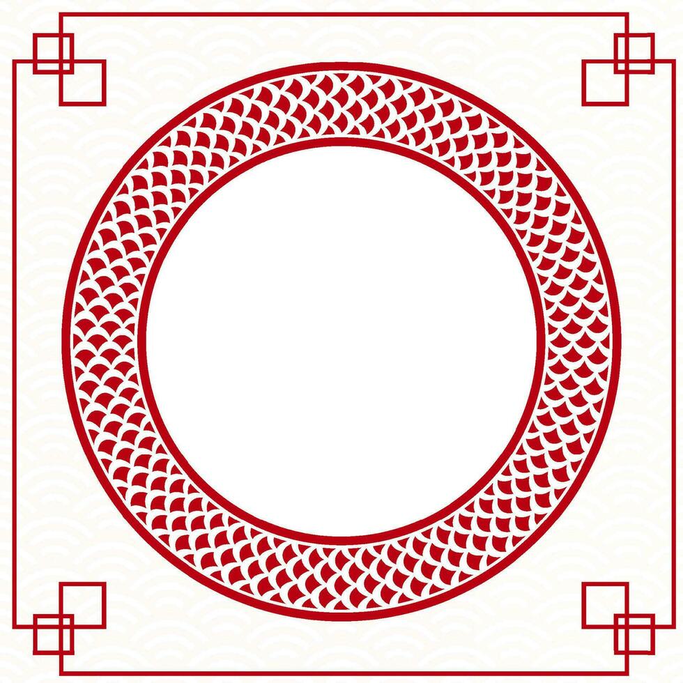 Chinese frame with oriental Asian with red color elements on white color background vector