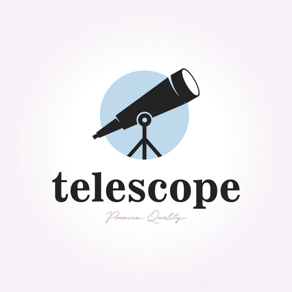 simple emblem telescope logo design, scope ship vintage vector illustration