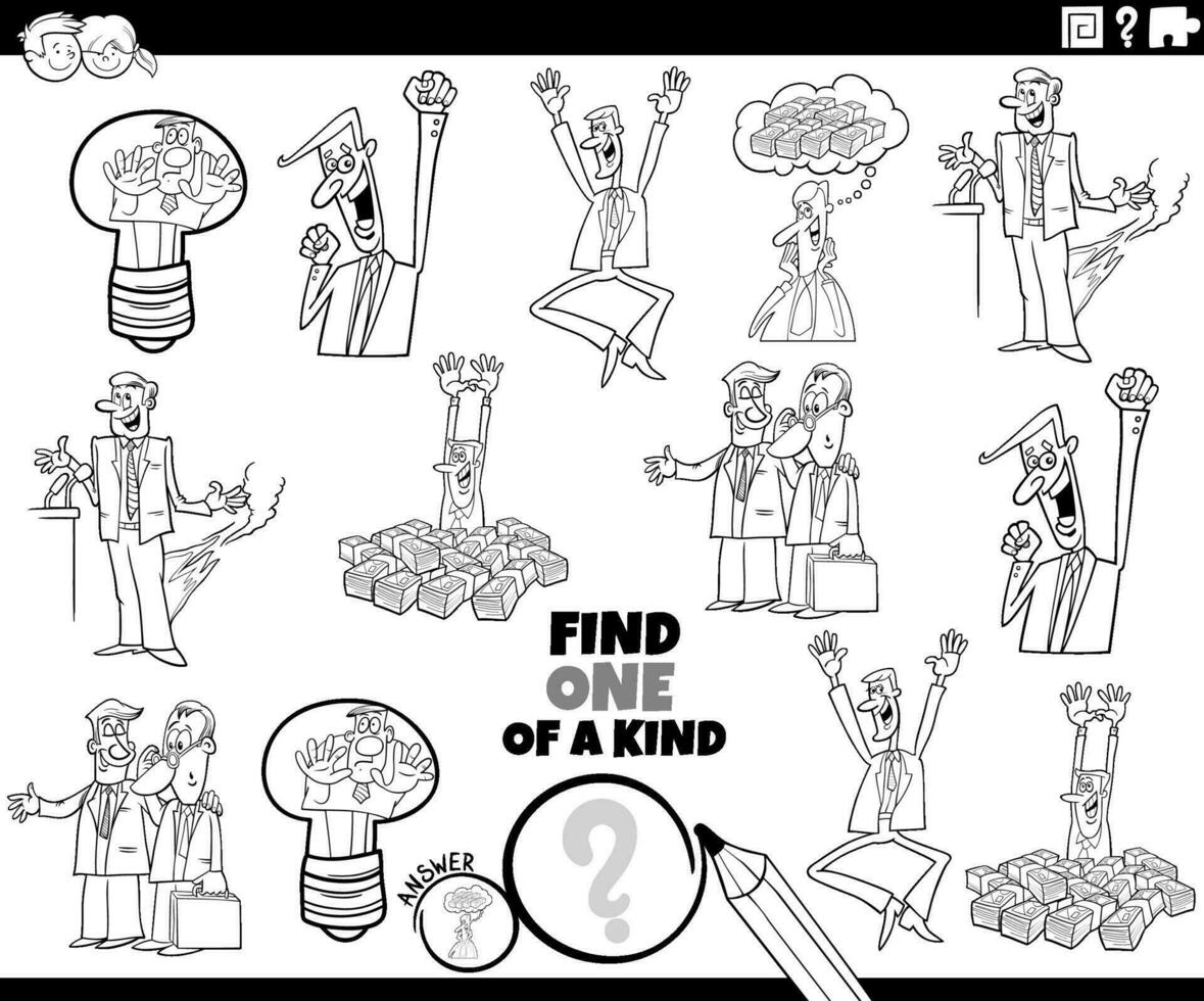 one of a kind task with businessmen coloring page vector