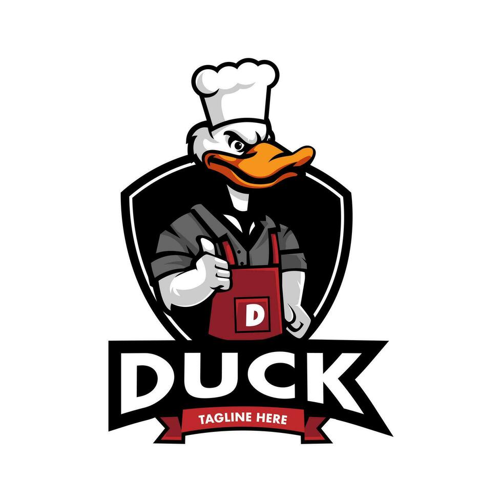 Duck mascot logo for business, gaming, logos, apparel, merchandise vector