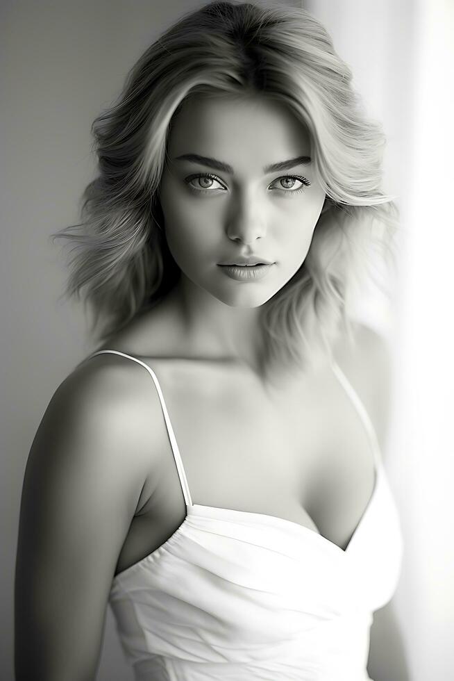 A Beautiful Woman in a Stylish Midi Dress. Ai Generated photo