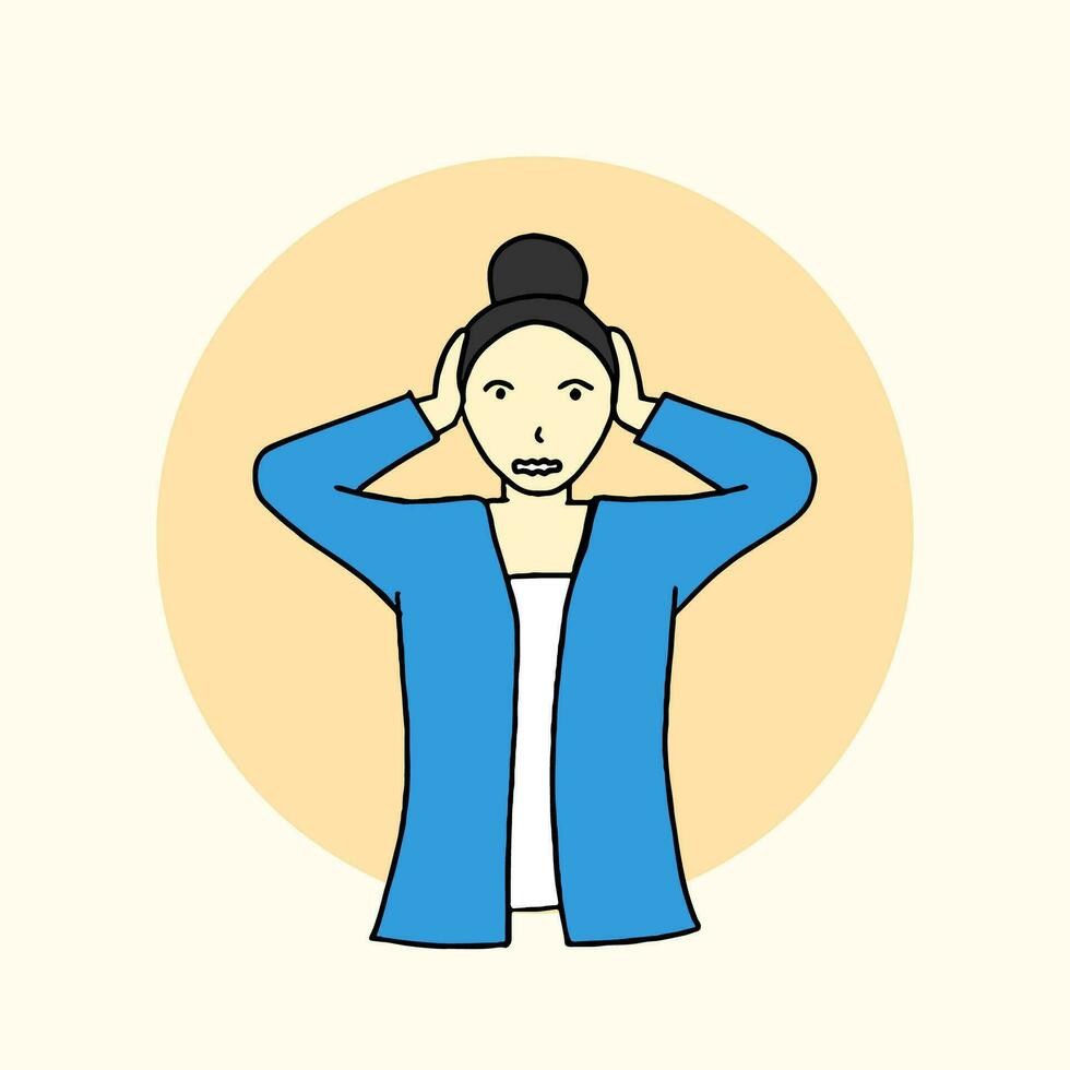 half body illustration of a businessman who is worried about business in a flat design style vector