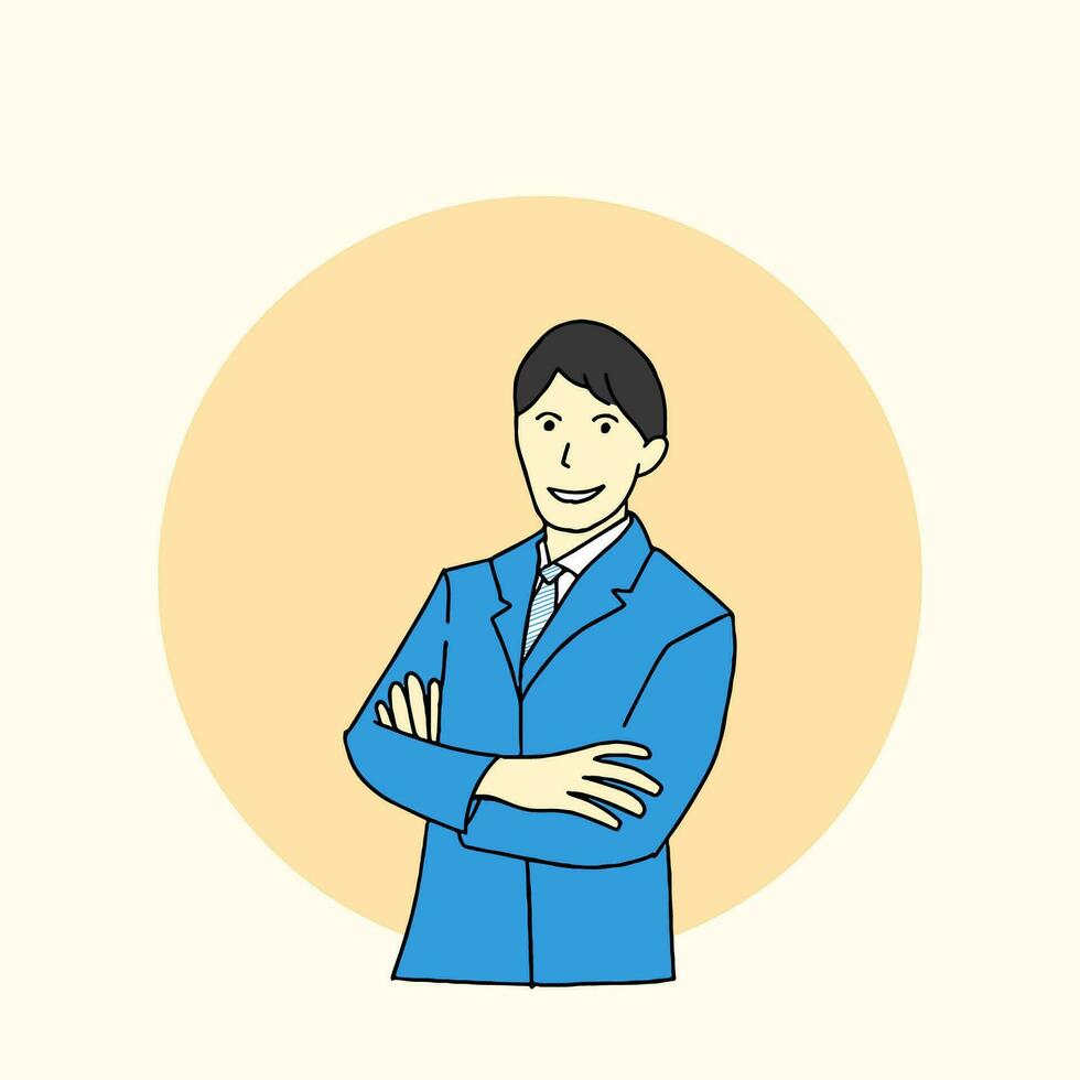 half body illustration of a successful businessman in flat design style vector
