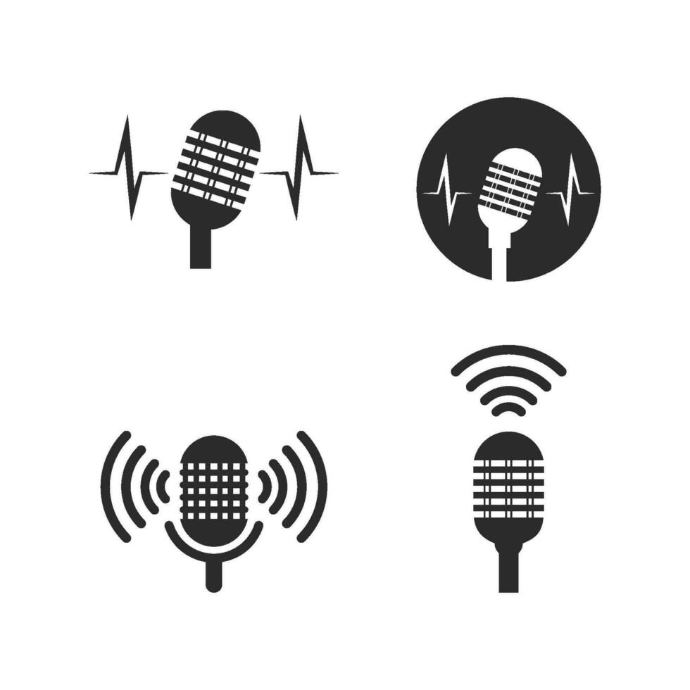 Microphone Podcast logo icon vector