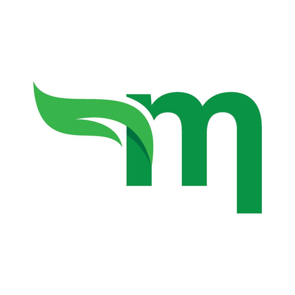 M Initial letter with green leaf logo vector