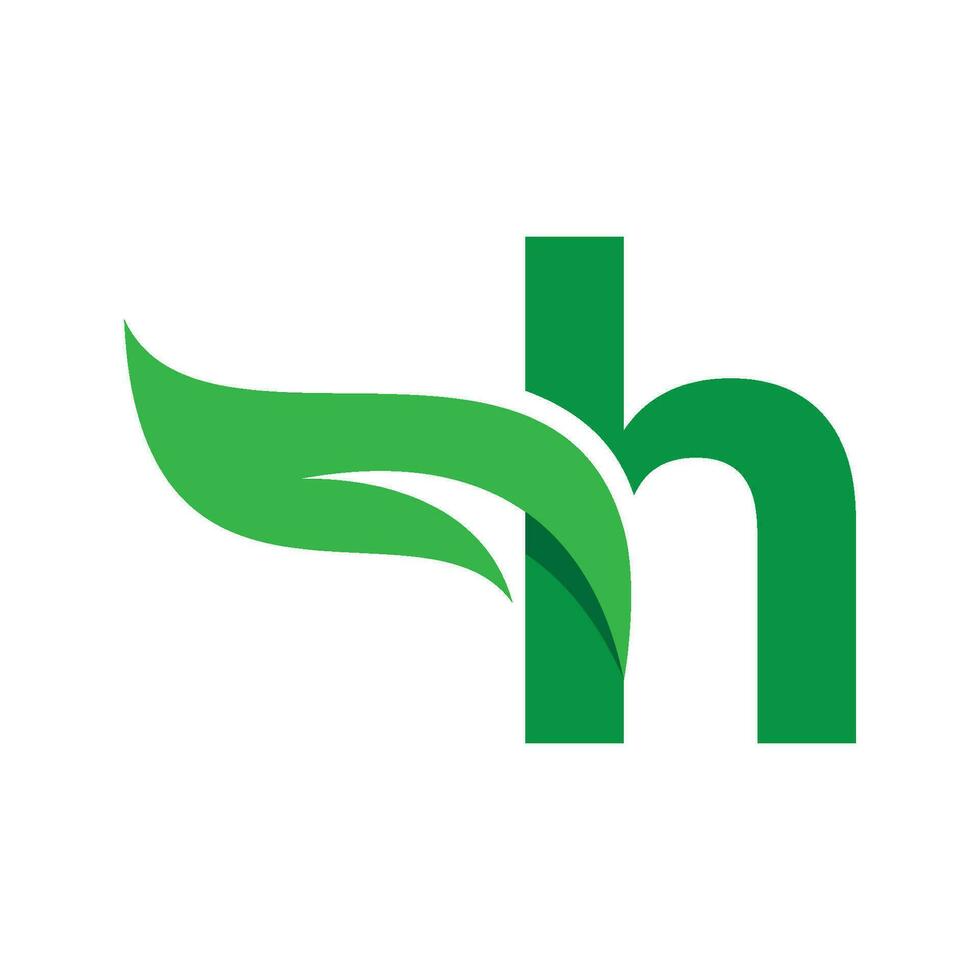 h inicial letra con verde hoja logo vector