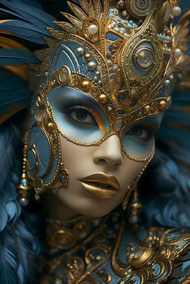 People Enjoying Street Carnival Festival, Friends Laughing Outdoors in Costumes. Notting Hill Carnival Performer. Ai Generated photo
