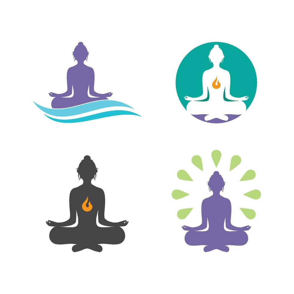 meditación yoga logo vector