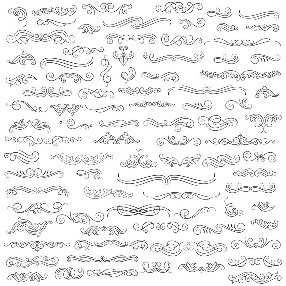 Vector graphic elements for design vector elements. Swirl elements decorative illustration. Classic calligraphy swirls, greeting cards, wedding invitations, royal certificates and graphic design.