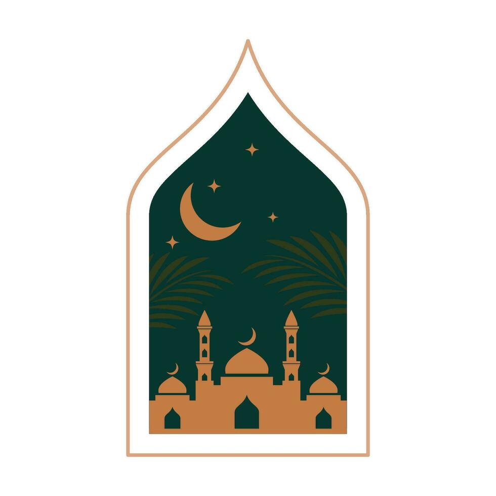 islámico mezquita Ramadán Mubarak vector