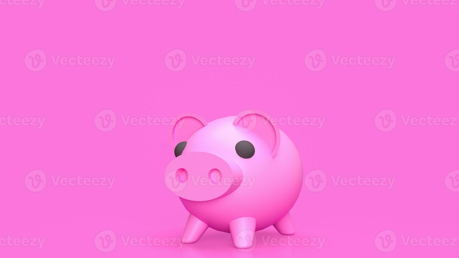 The pink piggy bank for earn or saving concept 3d rendering. photo